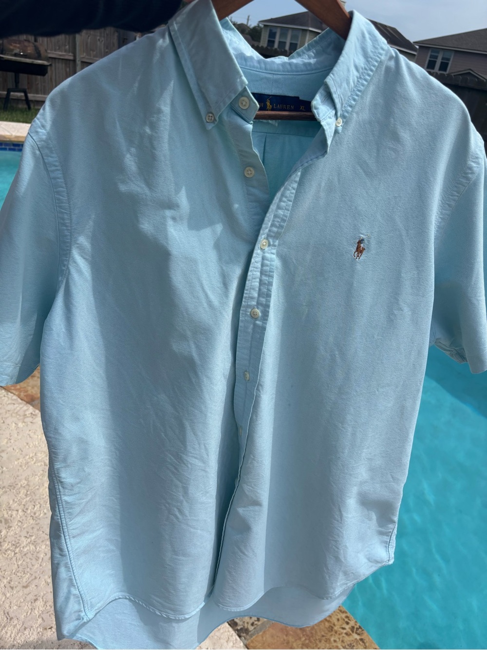 Ralph Lauren Men’s XL Classic Fit Oxford Short Sleeve Button Light Blue/Mint